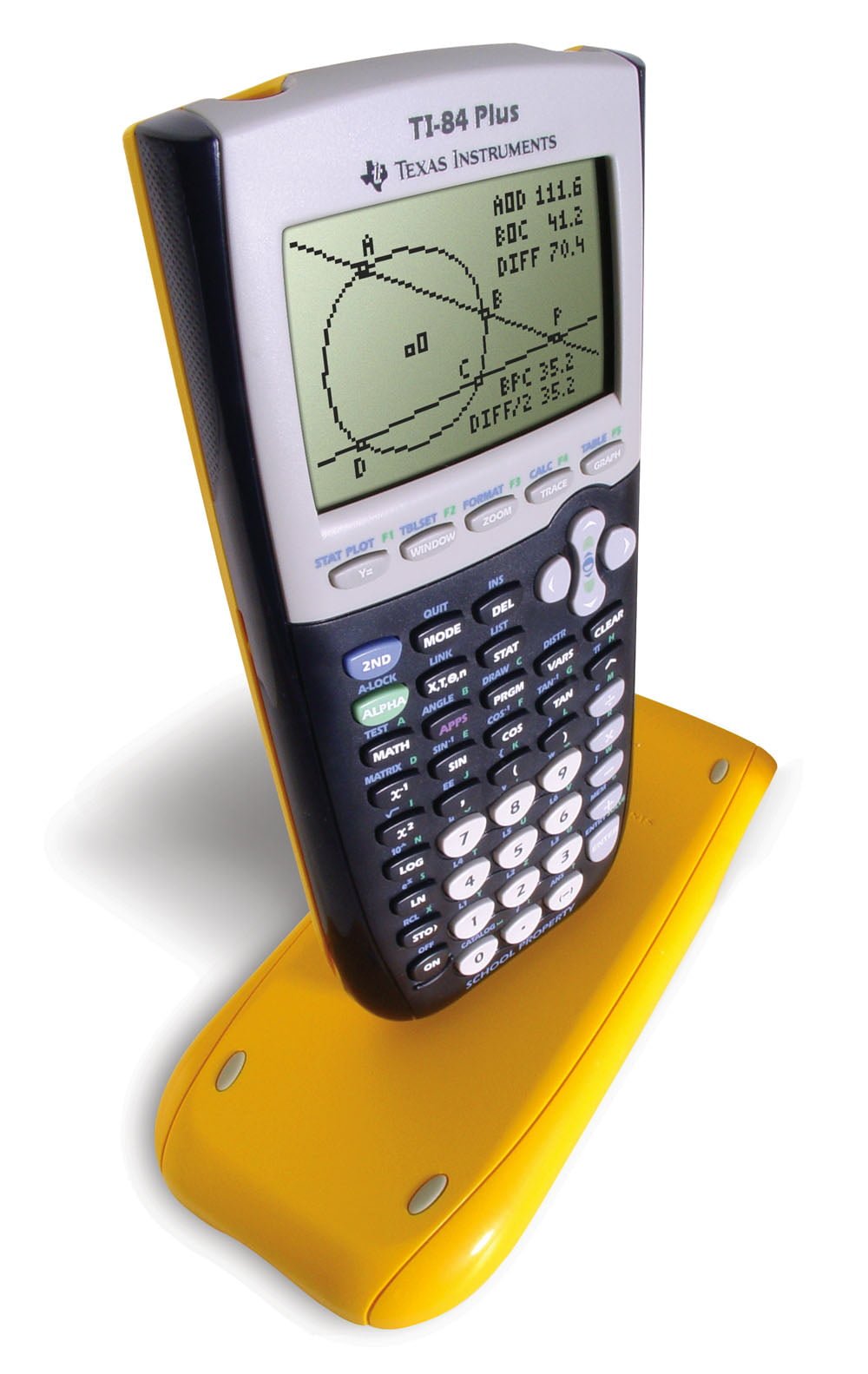 Texas Instruments TI 84 Plus Graphing Calculator EZ Spot Yellow "School Property" printed each unit